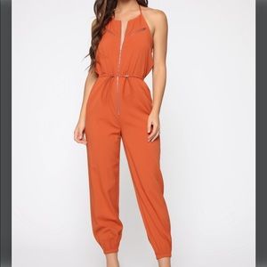 Stylish Rust Halter Jumpsuit
